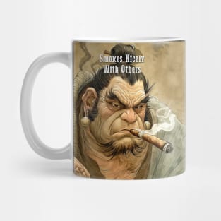 Puff Sumo: Cigar Smoking Puff Sumo on a Dark Background Mug